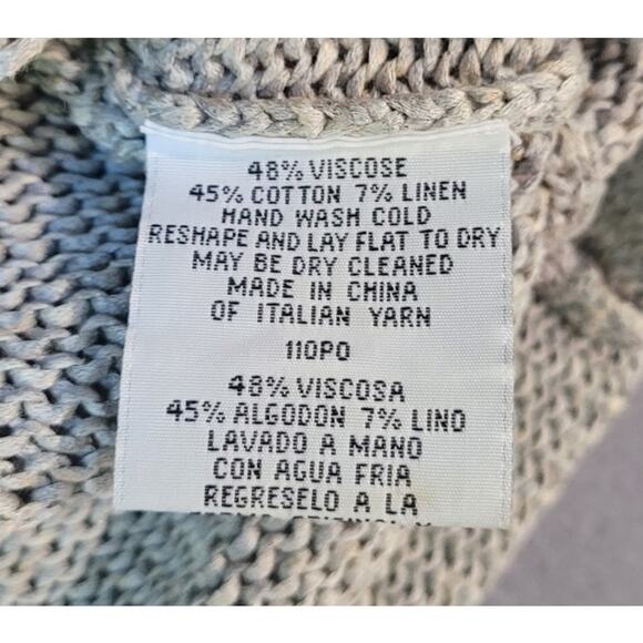 Eileen Fisher Cotton Linen Beige Lofty Slub Knit Turtleneck Sleeveless Top L - Picture 7 of 7